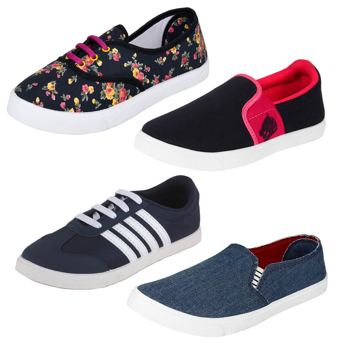 super women combo of 4 sneakers & loafers & moccasins