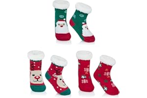 Durio Toddler Kids Slipper Socks with Grippers Warm Kids Fuzzy Socks Cute Kids Winter Socks Boys Girls Christmas Socks
