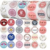 Thank You Sticker Thank You Stickers - 5 Rolls, 2500 Total | Foil, Cartoon & Hand-Drawn Designs | Perfect for Gifts, E-Commerce Packaging & Celebrations (2500Pcs Sticker A)