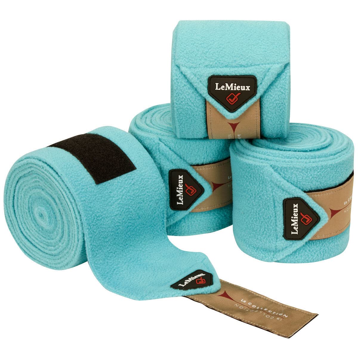 LeMieux Classic Polo Full Exercise Bandages in Azure with Zipped Case - Soft Fleece Protection Wraps - 3.8 m Long - Pack of 4