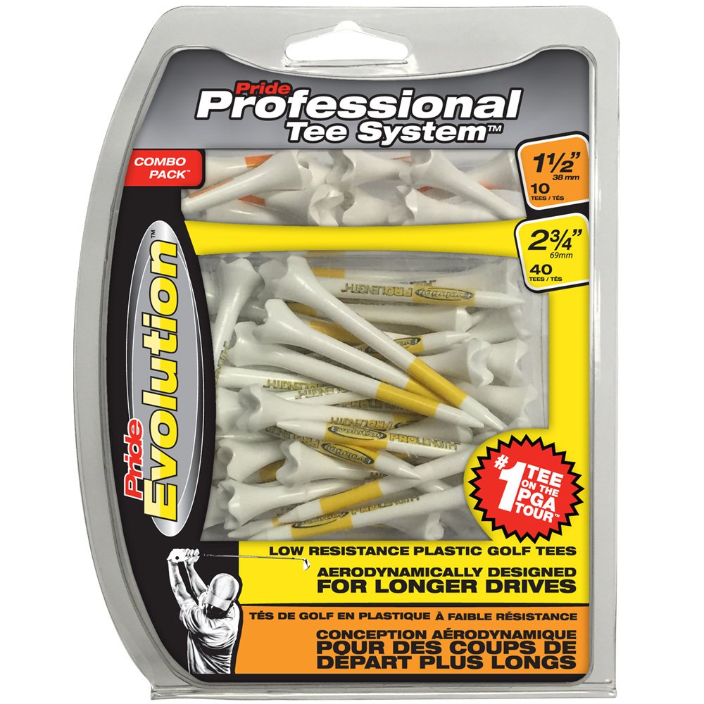 Pride Professional Tee System Evolution Plastic Golf Tees (Pack of 50