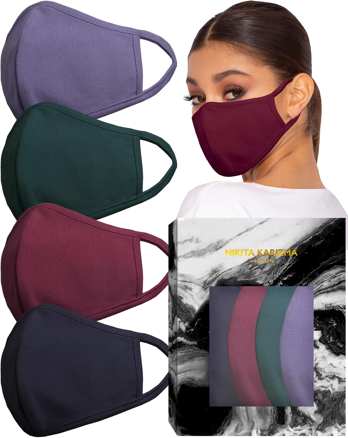 Stretch Sculpt in Jewel Tones Face Masks by KARIZMA Fabric Face Mask 4 Masks, 4 count (Pack of 1)