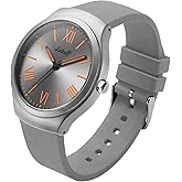 Letoff Silicone Band Metal case Watch for Women/Men, Roman Numeral Dial with Minimalist Design, Lightweight Analog Wristwatch, Industrial Style Fashion Timepiece Water Resistant 100ft