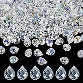 HOBBIESAY 200Pcs Clear Glass Teardrop Beads 6mm Faceted Crystal Beads Bulk Top Drilled Craft Bead Suncatcher Bead Bulk for Bracelets Necklace Earring DIY Jewelry Making Craft Hole: 1mm