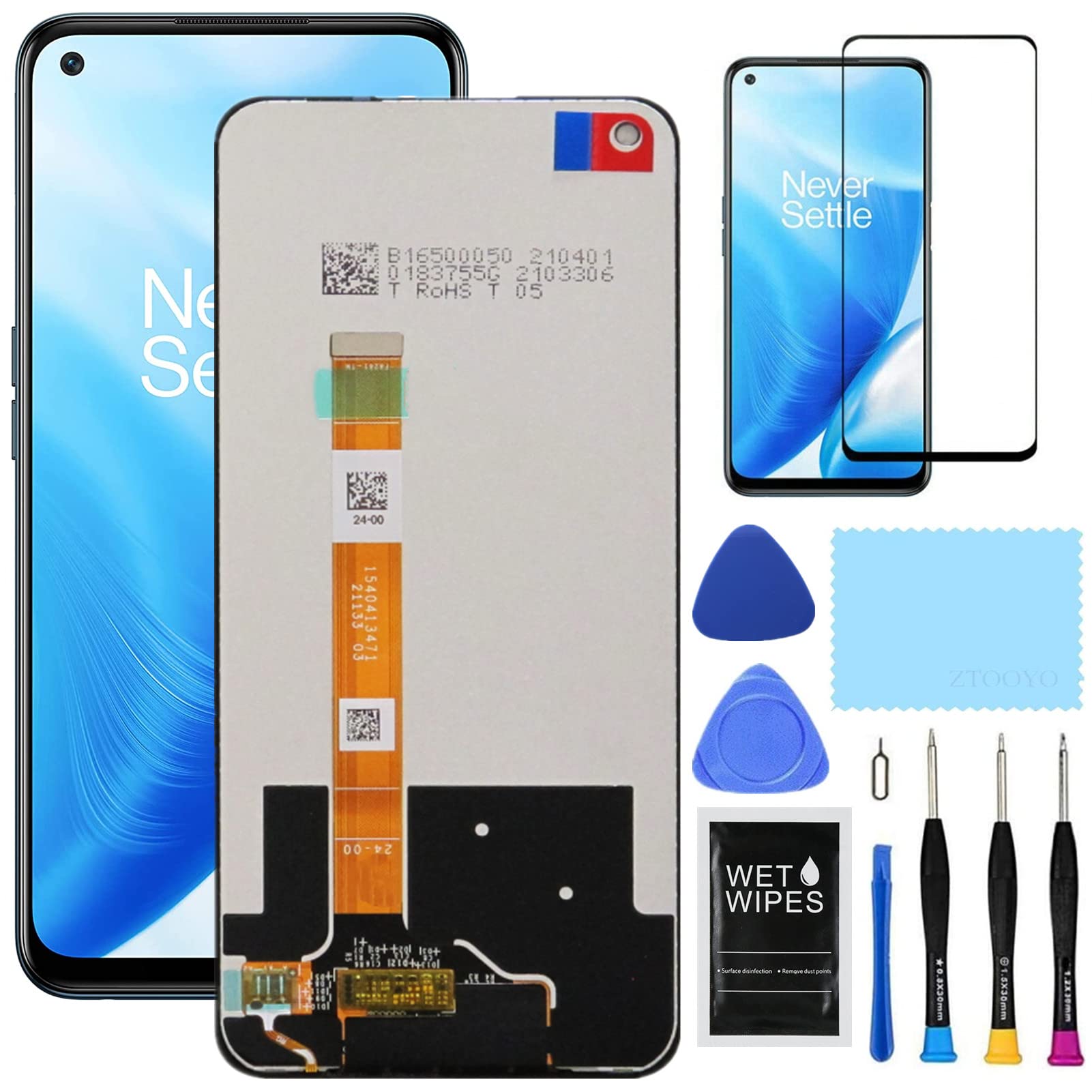 Photo 1 of for OnePlus Nord N200 5G Screen Replacement kit for Nord N200 Screen Replacement DE2118 LCD Display Touch Screen Assembly with Tools 6.49 inch