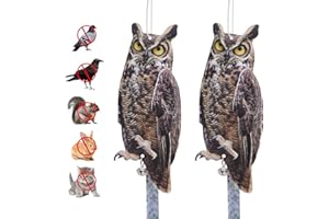 OFFICREATIVE Owl to Keep Birds Away, 2Pack Bird Scarers Fake Owl Bird Reflective Devices to Keep Birds Away from Window Garden Farm