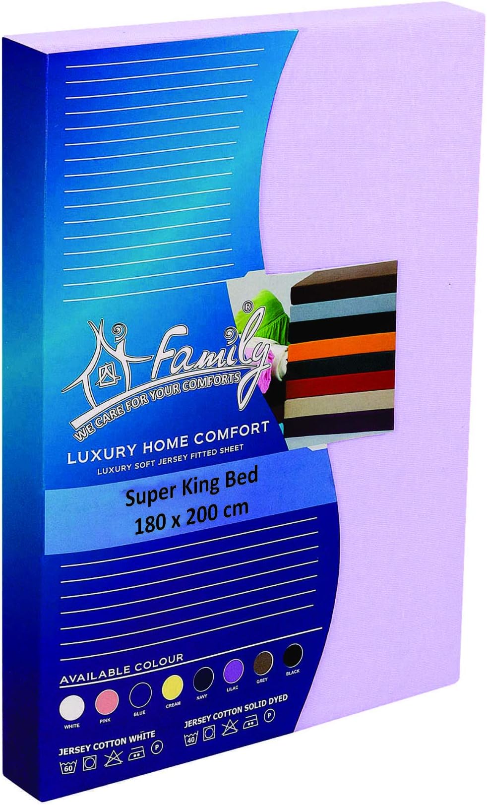 Family Bedding Extra Deep Super King Size Fitted Sheets - Deep Pocket Soft Cotton Jersey sheet 4 Way Stretch Lilac Bedding - Shrinkage and Fade Resistant. (Super King (180x200cm), Lilac).