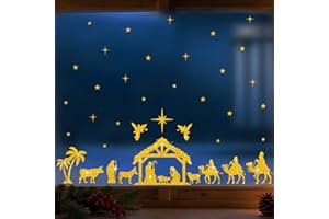 DDLP 3sheets Christmas Nativity Window Clings Decals Double Sided Nativity Scene Jesus Christian Stickers Decorations for Glass Window