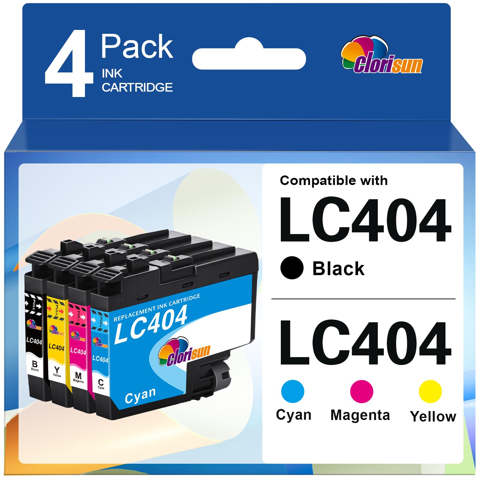 Photo 1 of LC404 Ink Cartridges for Brother Printer Compatible for Brother MFC-J1205W Ink Cartridges Replacement MFC-J1205W MFC-J1215W MFC-J1205W XL Printer (Black Cyan Magenta Yellow, 4-Pack)
