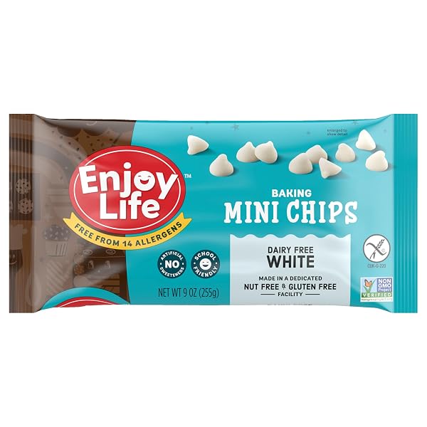 ENJOY LIFE BAKING WHITE CHOCOLATE MINI CHIPS, 9OZ BAG