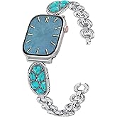 Minyee Turquoise Stone Bracelet Compatible with Apple Watch Band Women 42/46/38/40/41/44/45/49mm, Western Boho Cowboy Retro Adjustable Metal Strap for iWatch Series 11 10 9 8 7 6 5 4 Ultra/SE 3 2 1