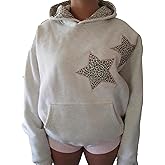 Atapounif Y2K Hoodies Leopard Print Star Hoodie Graphic Hooded Pullover Sweatshirt Streetwear 2025 Trendy Tops Outfits