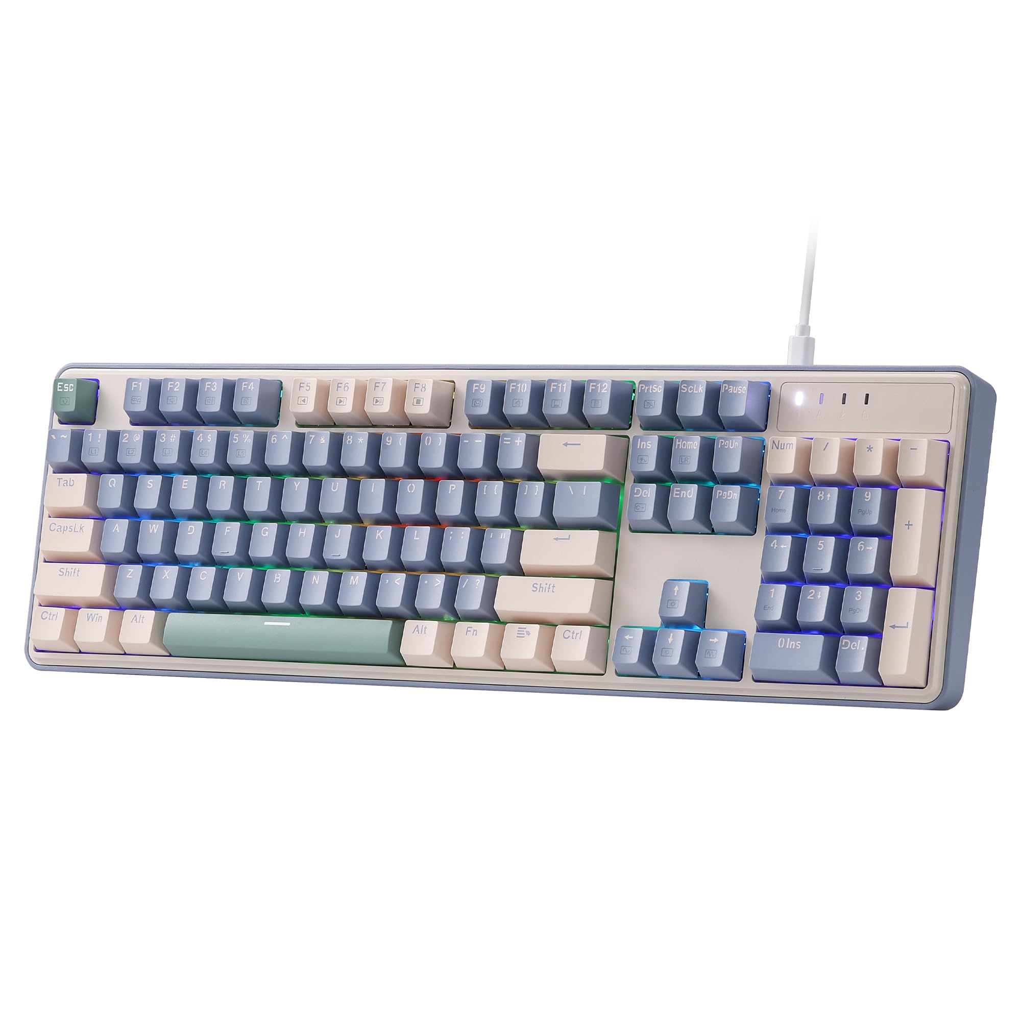 Redragon K685 104 Keys Wired Gasket RGB Gaming Keyboard, 100% Layout Mechanical Keyboard w/Hot-Swap Socket, Sound Absorbing Pads & Linear Custom Switch, Vintage Blue