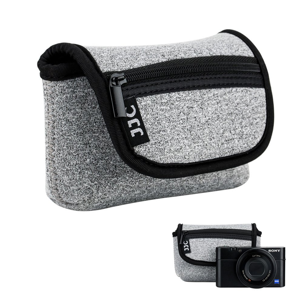 JJC Neoprene Camera Case for Ricoh GR IV IIIx III for Sony RX100 III IV V VA VI VII Z-V1 HX90V HX90 HX60V HX60 Olympus TG-7 TG-6 TG-5 for Canon G7X Mark III II SX620 SX720 SX730, Gray