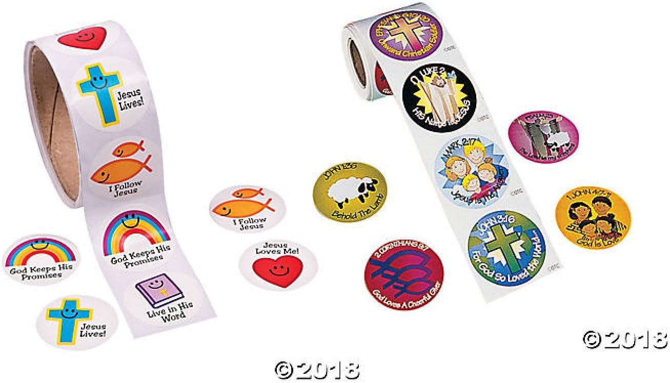 CVN 200 Religious/Christian Inspirational Stickers / 2 Styles-Bible Verse & Christian Symbol Stickers/VBS/CCD/Sunday School