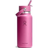 Hydro Flask Water Bottle - Insulated Stainless Steel - Wide Mouth Flex Straw Lid, Non Spill, Leakproof and Refillable in 32 Oz Reef Pink