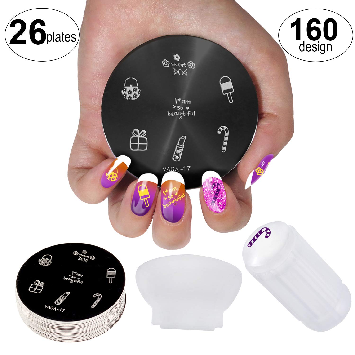 Nail Art Tools Set Kit of 26pcs Stamping Plates With 160