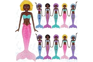 HEYTIMI 10 Pack Colorful Mermaid Diving Toys Underwater Sinking Pool Toys for Toddlers Kids Girls Ages 3-12, Summer and Spring Fun Bath & Swimming Pool Games, Non-Repeating Styles (Black)