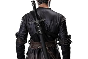 HOMELEX Medieval Leather Back Sword Shoulder Frog - Adjustable Sheath Holster Renaissance Warrior Costume Accessory