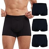 IRISMORII Mens Absorbent Incontinence Underwear Washable Adult Leak Protection Bladder Control Briefs Cotton 3 Pack (3 Black, L)