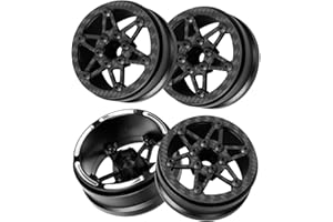 RCMYou RC 1.9In Beadlock Wheels Ultra Lightweight Performance Carbon Fiber faceplate for 1/10 TRX4 TRX6 SCX10 I II III 90046 AXI03007 VS4-10 Gen8 MST CFX D90 RC Crawler Car(Black-C)