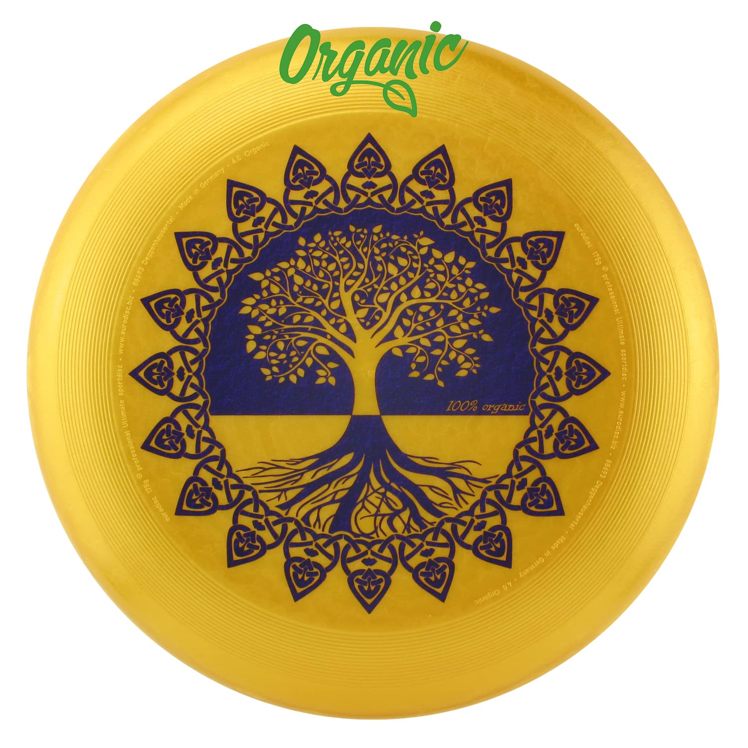 eurodisc 175 g Gold Professional Ultimate Frisbee Disc - Over 100 m Stable Trajectory - Made from 100% Renewable Raw Materials - Tree of Life Motif - Gifts Boys 8 Years, Girls & Adults