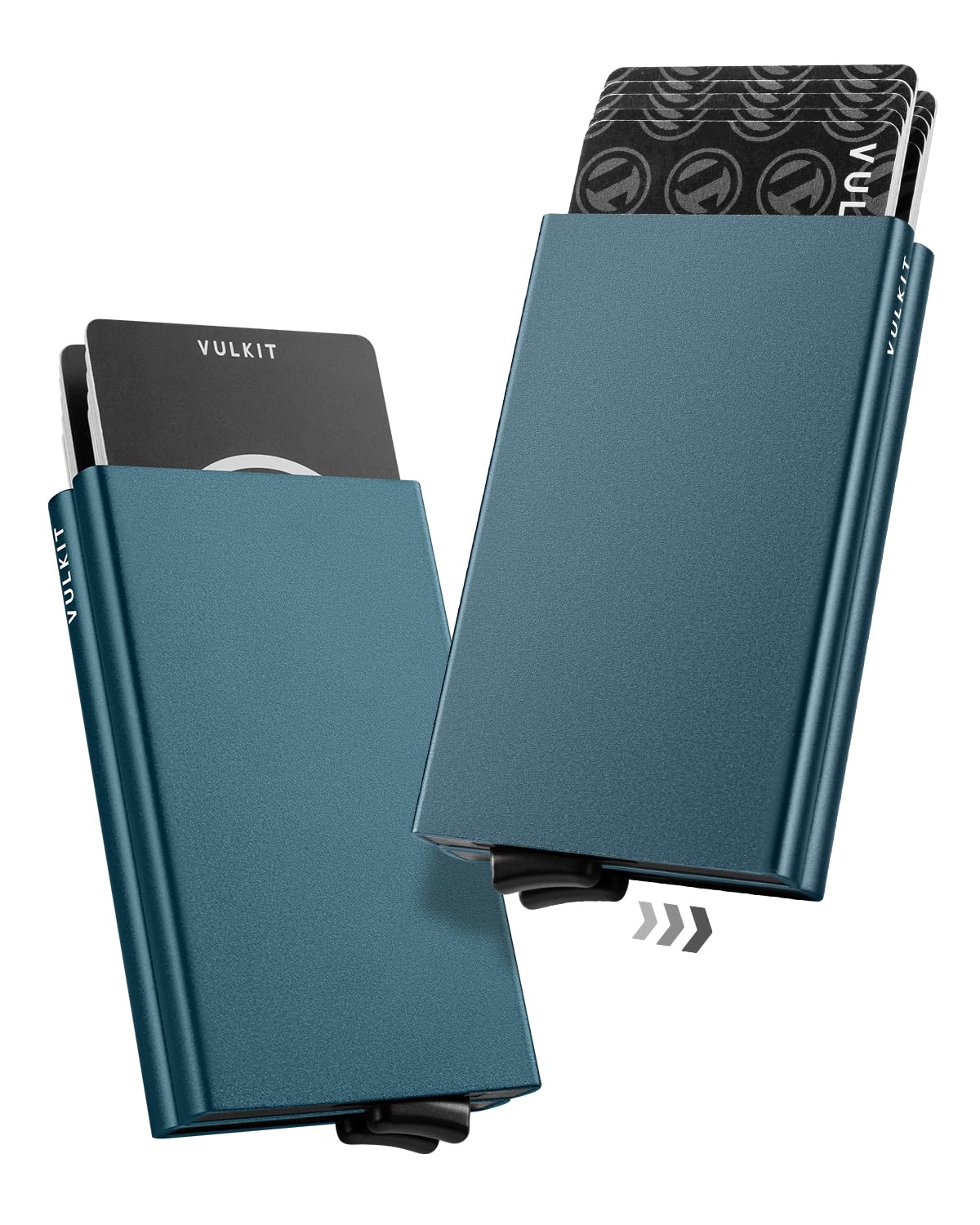 VULKIT Credit Card Holder RFID Protection, Pop Up Metal Card Holder with Double Card Cases Slim Smart Wallet for 10 Cards, Emerald Green