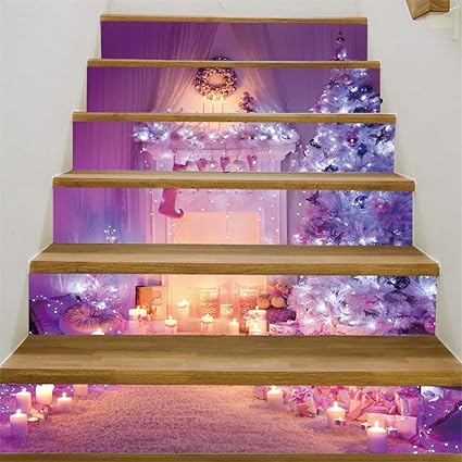 Amazon Com Gxok 6pcs Set 3d Christmas Decoration Stair Stickers