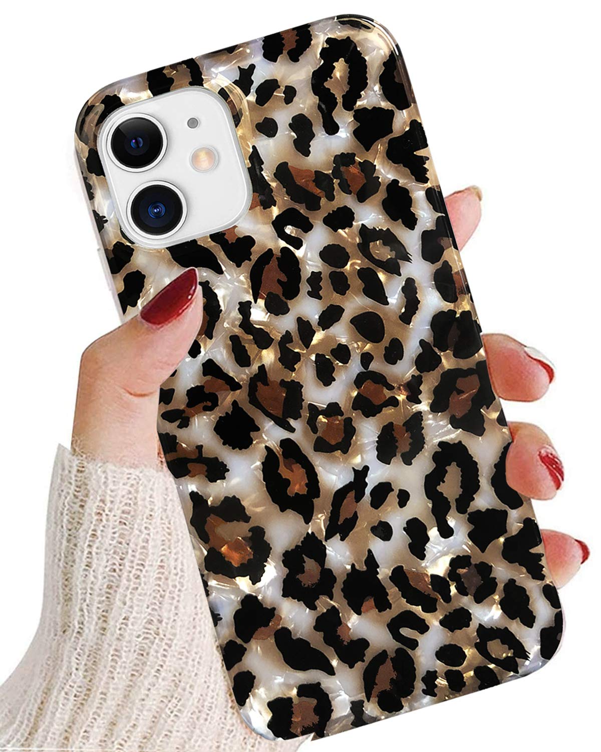 Photo 1 of J.west Case Compatible with iPhone 12 Mini 5.4-inch, Luxury Glitter Sparkly Leopard Cheetah Print Design Translucent Clear Durable Soft Silicone Protective Phone Case Cover for Girls Womens (Bling)