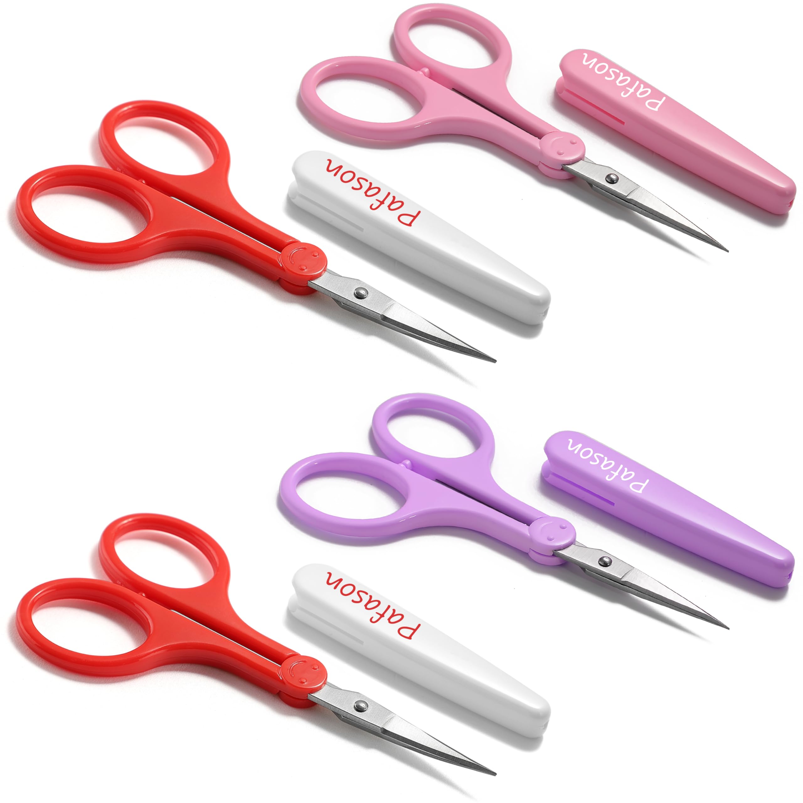 PAFASON Small Travel Craft Set Straight Curved Tip All Purpose for Scrapbooking Quilting DIY Sewing Knitting Embroidery Cross Stitch Crochet Thread Yarn Paper Detail Fabric Cutting Safety Case