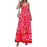 PRETTYGARDEN Summer Spaghetti Strap Dresses for Women 2026 Flowy Sundresses Casual Boho Sleeveless Beach Maxi Long Dress