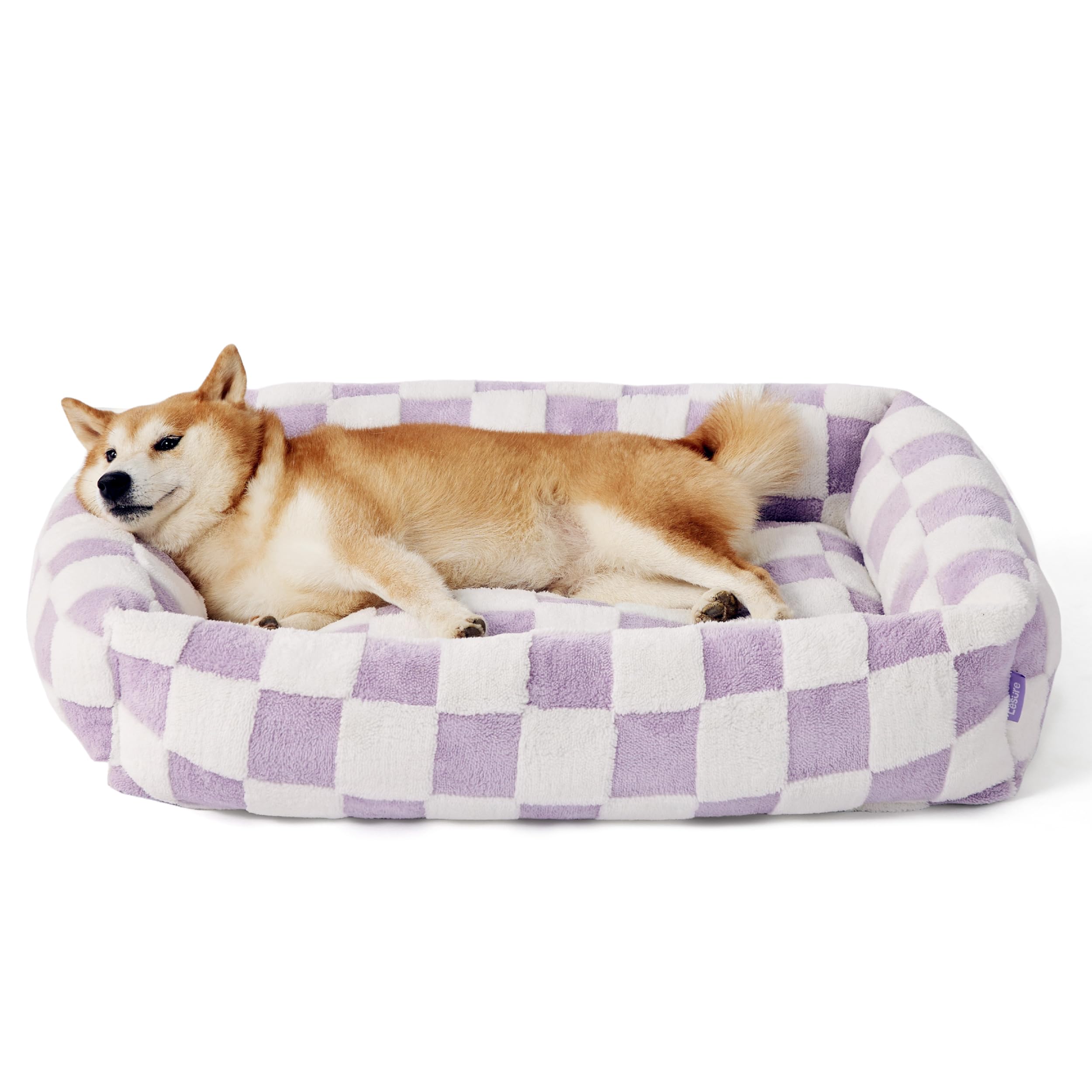View 1 of LE SURE Cute Dog Bed for Large Dogs - Washable Pet Beds,Cozy Rectangle Orthopedic Sofa with Jacquard Shaggy Plush & Anti Slip Bottom,36x27x8inches