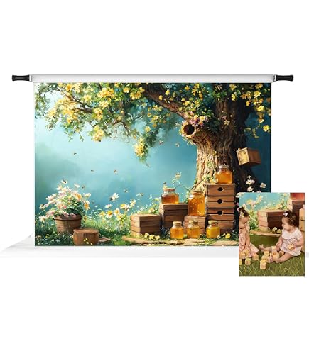 Rustic Bee Theme Backdrop 9x6ft - Farmhouse Photography Background For Parties & Events