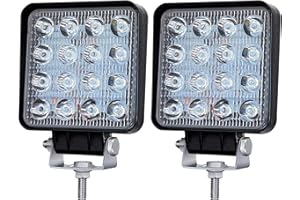 SAN YOUNG LED Light Pods for Truck, 4 Inch 48W 4000lm 12V 24V Work Lights Flood Beam, Square Offroad Driving Lights for Tractor Trailer Excavator Pickup Golf Cart Mower ATV UTV, 2PCS