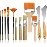 12 PCS Paint Brushes Sets,Background Blender Paint Brushes Painting Knife,Fan Blender Artist Brush,2in and 1in Landscape Brush for Oil Paint Supplies