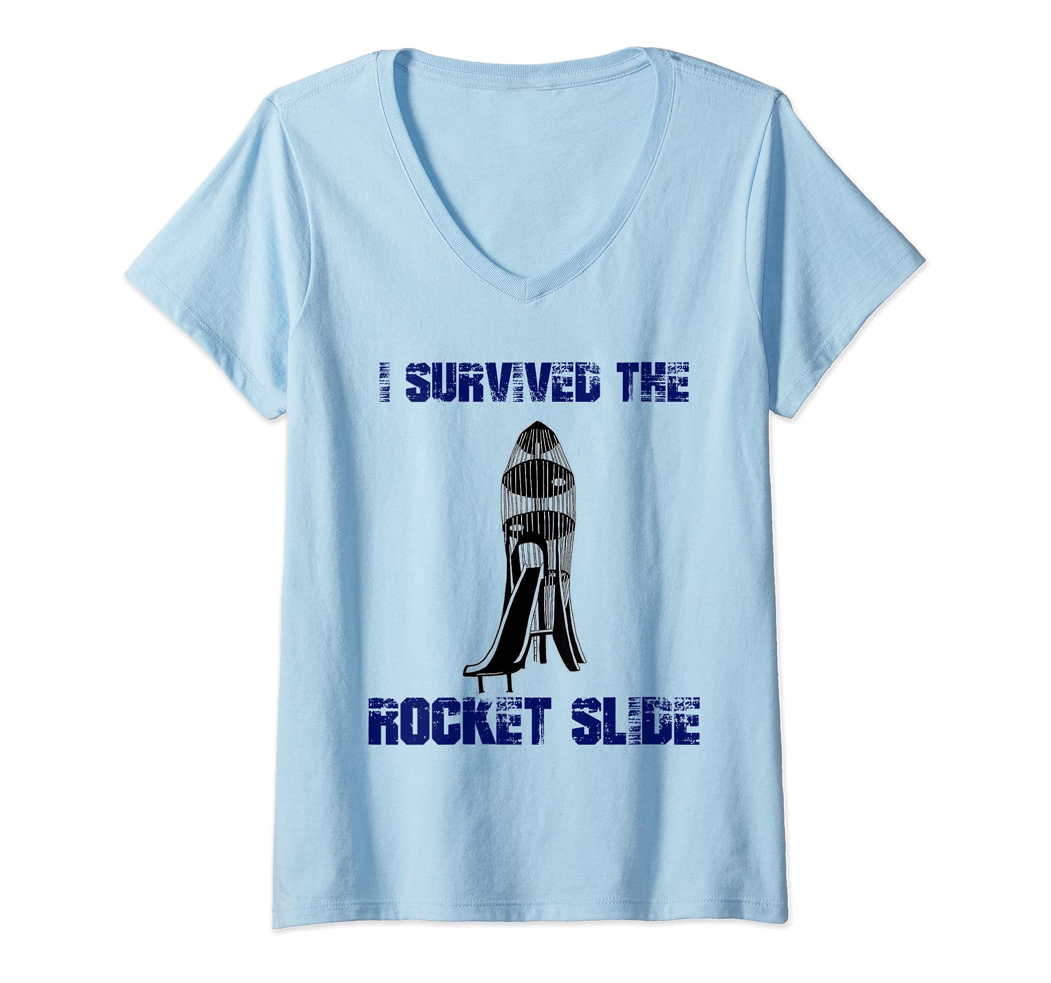 Womens I Survived The Rocket Slide Park Playground Cool V-Neck T-Shirt