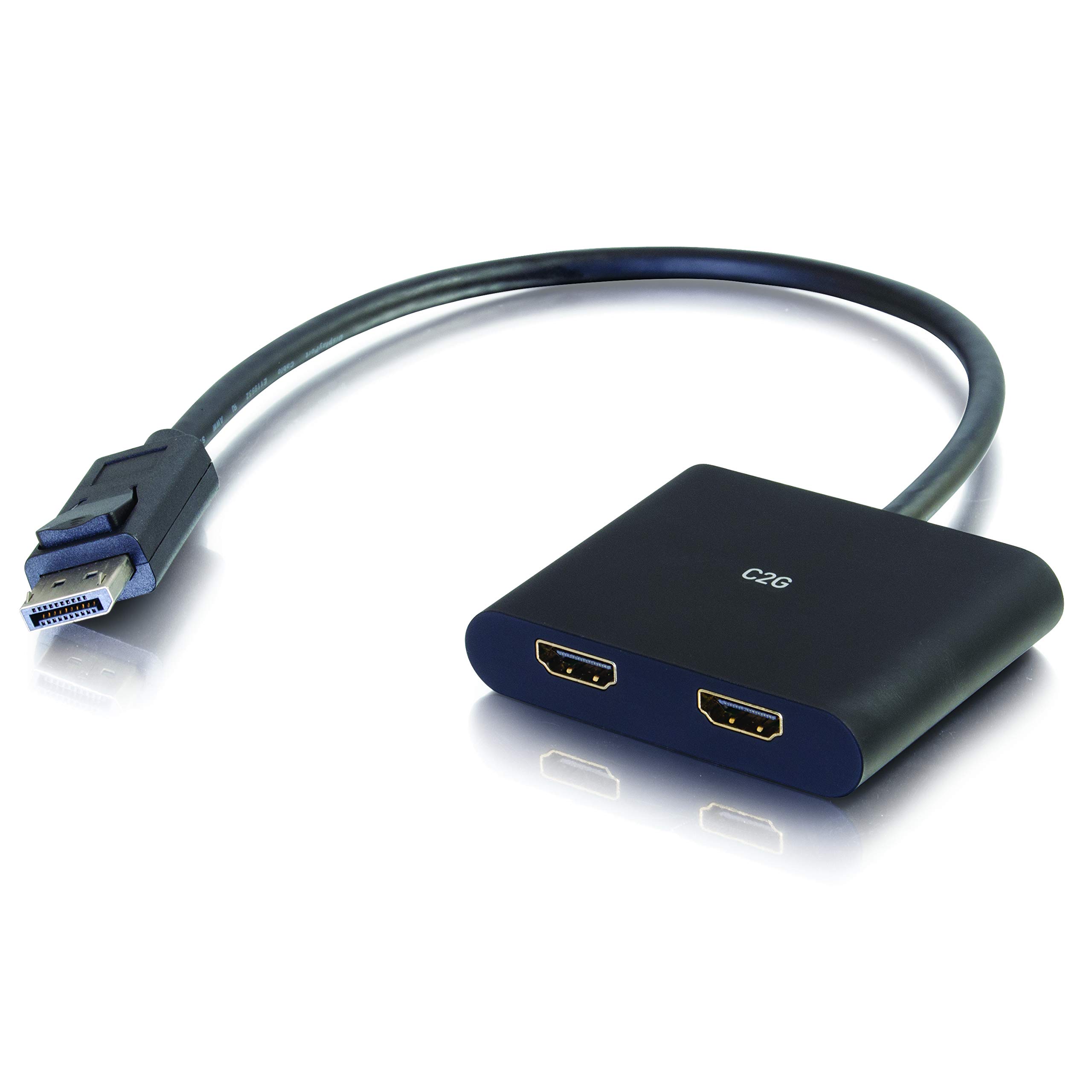 C2G 84293 DisplayPort 1.2 to Dual HDMI 4K Dual Monitor MST Hub, DP Multi-Stream Transport (MST) Multiple Monitor Splitter, Black