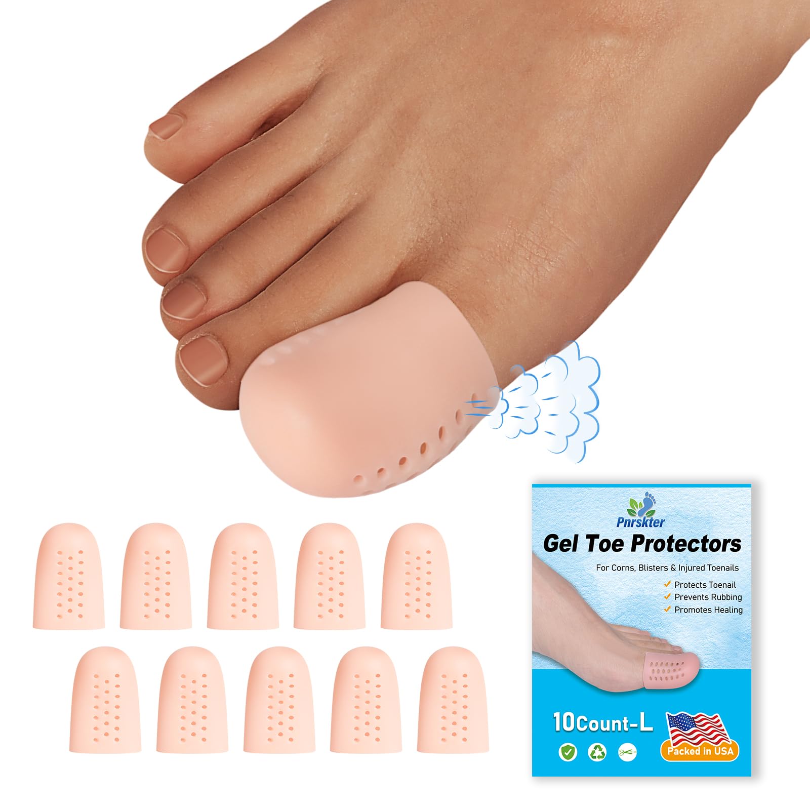 Photo 1 of Big Toe Protectors, (10PCS) Breathable Toe Cap, Gel Toe Sleeves, Toe Cover Great for Corn, Calluses, Hammer Toe, Toenails Loss(Aloe Vera Extract Infused Gel Materials)