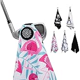 Magnetic Golf Towel for Men Women Golfer - Microfiber Golf Towel Magnet with Waffle Texture - Strengthen Magnet Golf Towels for Strong Hold to Metal Objects (4.Flamingo)
