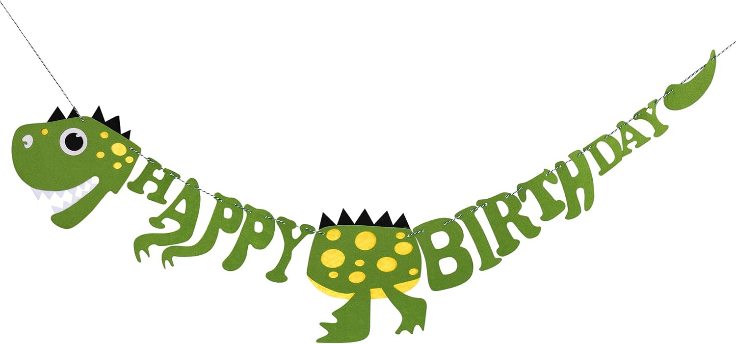 HONGXIN-SHOP Birthday Banner Felt Dinosaur Theme Happy Birthday Letter Hanging Banner for Boys Girls Baby Shower Party Décor