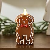 Luminara Flickering Flameless Candle 2.3" x 4.3", Battery Operated & Timer Function, Remote Ready (Sold Separately), Gingerbread Dog Moving Flame LED Light Figural Candle for Christmas Holiday Display