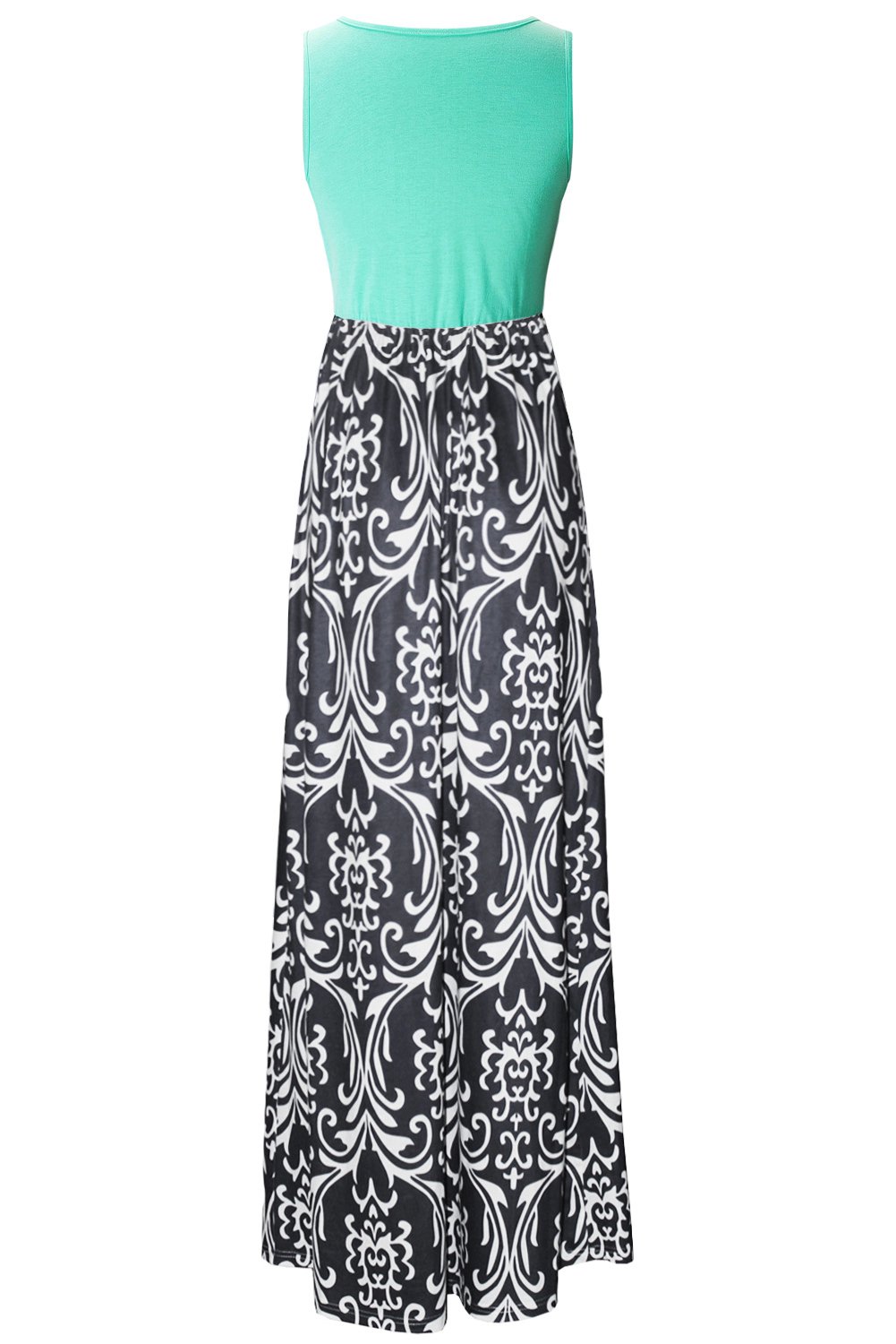 Zattcas Womens Summer Contrast Sleeveless Tank Top Floral Print Maxi