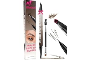 iMethod Eyebrow Pen - Eyebrow Pencil,2-in-1 Eyeliner Dual-Ended Microblading Eye brow Pencil Long Lasting Waterproof Hair-Like Brow Pencil,with Eyebrow Brush,Eyebrow Pencils for Women,DarkBrown