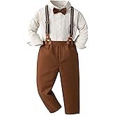 ALINTU Toddler Boy Dress Clothes Outfit Button Down Shirt + Pants Set, 12 Months - 8 Years