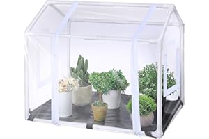 Meonum Mini Greenhouse with Potting Mat for Indoor Plant, Heavy Duty Portable Green House with Waterproof Pot Pad for Small Plants, Clear Small Plant Tent for Seed Humidity