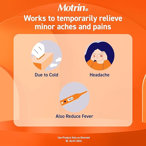 MOTRIN IB, IBUPROFEN 200MG TABLETS, NSAID PAIN & FEVER RELIEVER FOR HEADACHE, BACKACHE, MUSCULAR ACHES, ARTHRITIS PAIN RELIEVER, 50 TRAVEL PACKETS OF 2, 100 CT