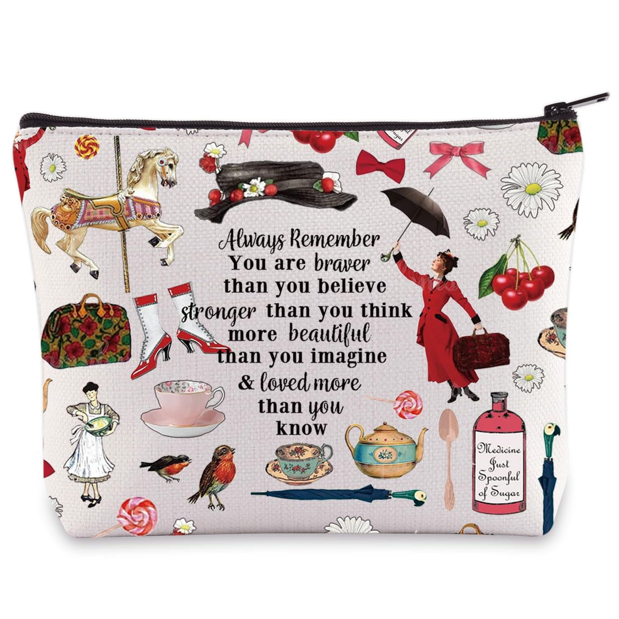 LEVLO Mary Movie Cosmetic Make up Bag Mary Fans Gift You Are Braver Stronger Smarter Than You Think Makeup Zipper Pouch Bag For Women Girls, Always Mary, Tote Bag