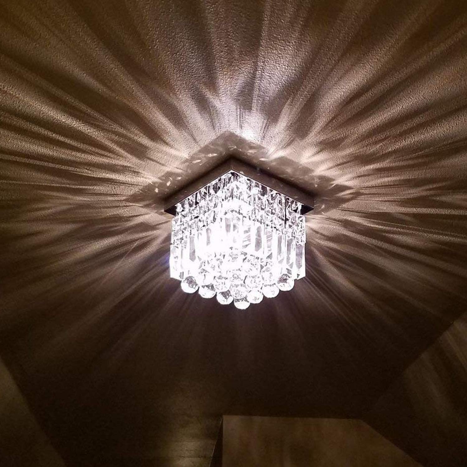 Moooni Hallway Crystal Chandelier 1 - Light W8" Mini Modern Square Flush Mount Ceiling Light Fixture - - 