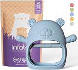 Infatot Chipmunk Teething Mittens Silicone Soothing Glove Blue 0-6 Months