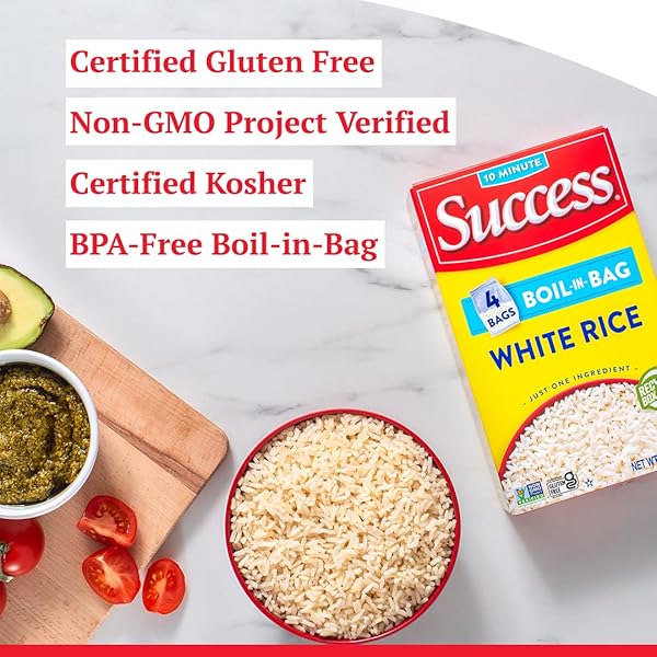 SUCCESS BOIL-IN-BAG RICE, WHITE RICE, QUICK AND EASY RICE MEALS, 14-OUNCE BOX